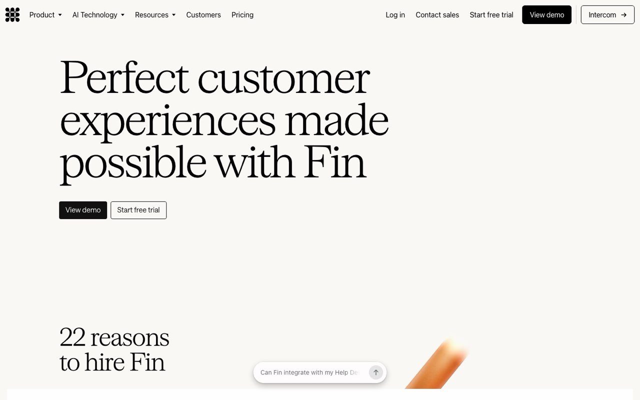 Intercom Fin AI support agent