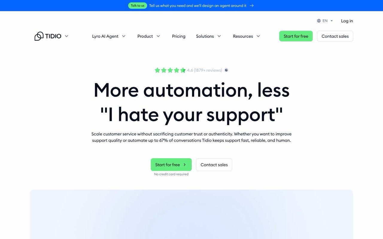Tidio Lyro AI chatbot
